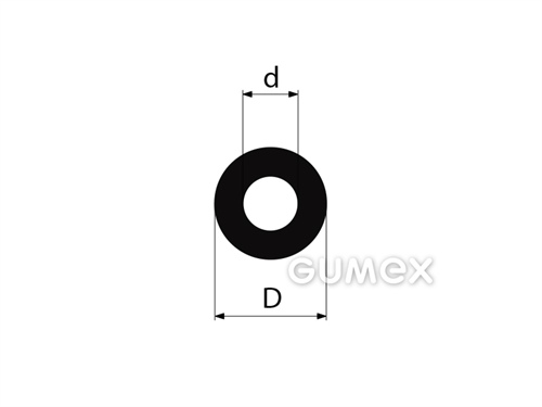 Pryžový profil kruhový, průměr 33mm, dutinka 23mm, délka 70mm, 60°ShA, EPDM, -40°C/+100°C, černý